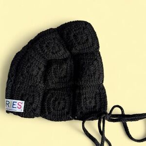 Elegant Black Crochet Hat by